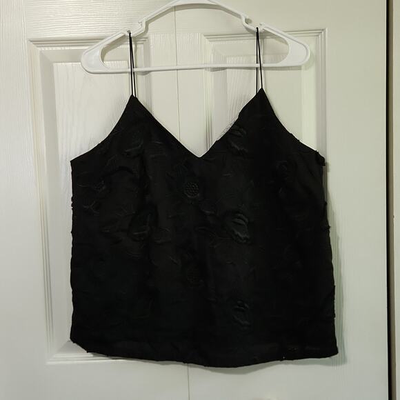 Ophelia Rose Tops - Ophelia Rose Black Spaghetti Strap Tank Top Size Med Embroidered Floral Lined